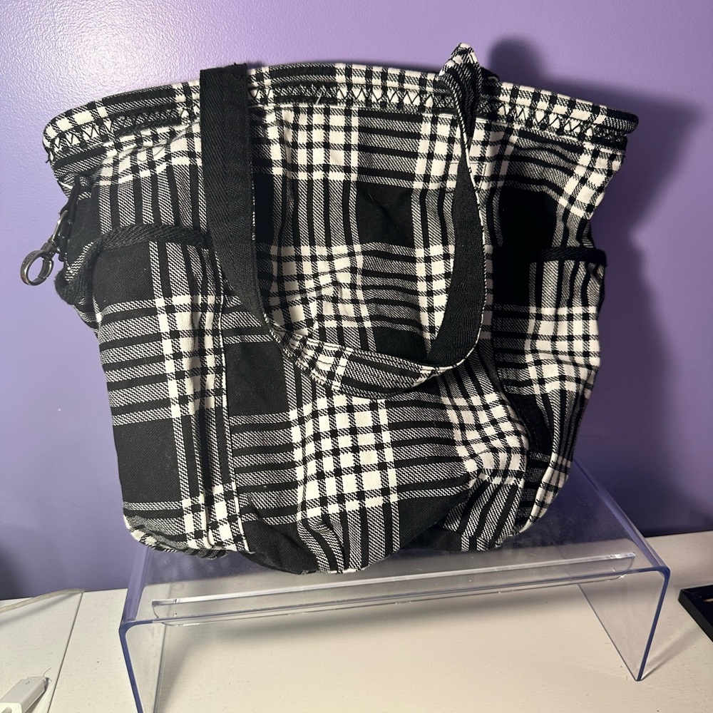 Plaid Black and White Tote Bag